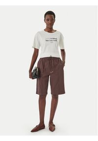 Liu Jo Sport T-Shirt TA6266 JS923 Écru Regular Fit. Kolor: kremowy. Materiał: bawełna. Styl: sportowy #3