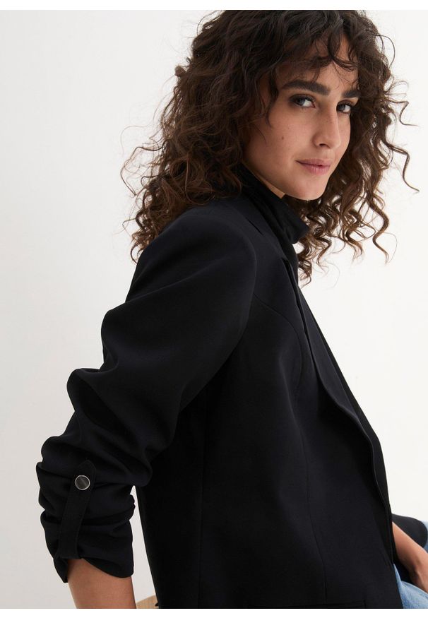 bonprix - Żakiet oversize. Kolor: czarny. Styl: klasyczny