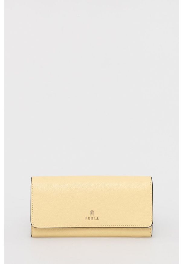 Furla portfel skórzany damski kolor żółty. Kolor: żółty. Materiał: skóra. Wzór: gładki
