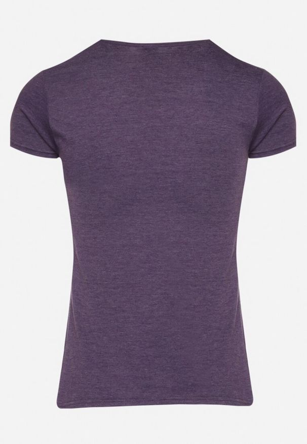 Born2be - Fioletowy Klasyczny T-shirt z Bawełny Fodena. Okazja: na co dzień. Kolor: fioletowy. Materiał: bawełna. Styl: klasyczny