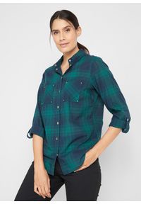 bonprix - Bluzka bawełniana w kratę. Kolor: niebieski. Materiał: bawełna #1