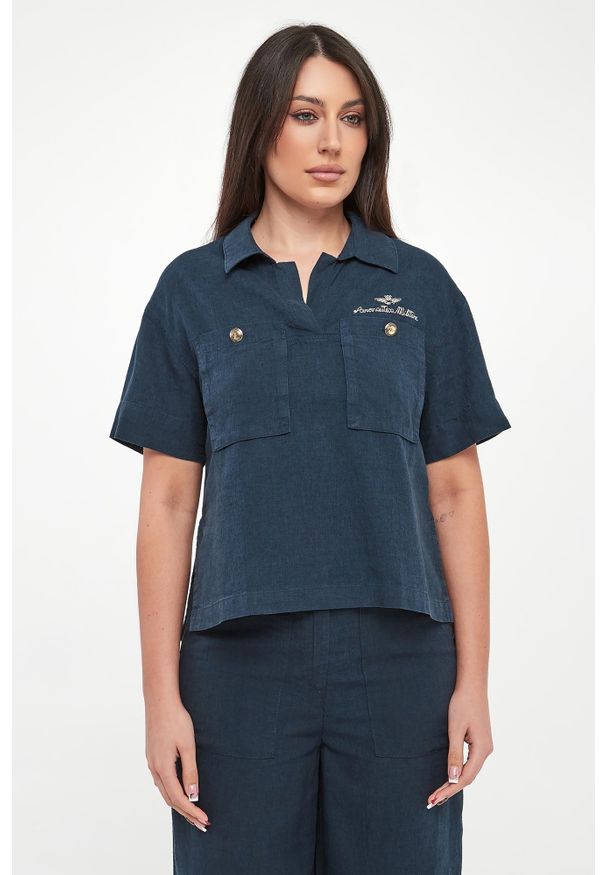 Aeronautica Militare - Koszula damska z krótkim rękawem AERONAUTICA MILITARE. Długość rękawa: krótki rękaw. Długość: krótkie