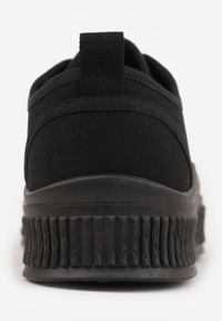 Born2be - Czarne Basicowe Trampki z Podeszwą ze Żłobieniami Laurinatea. Okazja: na co dzień. Kolor: czarny. Materiał: jeans. Styl: casual, elegancki, klasyczny #6