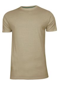 Beżowy Bawełniany T-Shirt Męski Bez Nadruku -Brave Soul- Koszulka, Krótki Rękaw, Basic. Okazja: na co dzień. Kolor: brązowy, wielokolorowy, beżowy. Materiał: bawełna. Długość rękawa: krótki rękaw. Długość: krótkie. Sezon: wiosna, lato. Styl: casual #1