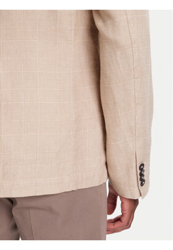 United Colors of Benetton - United Colors Of Benetton Marynarka 23B3UW014 Beżowy Regular Fit. Kolor: beżowy. Materiał: bawełna, len
