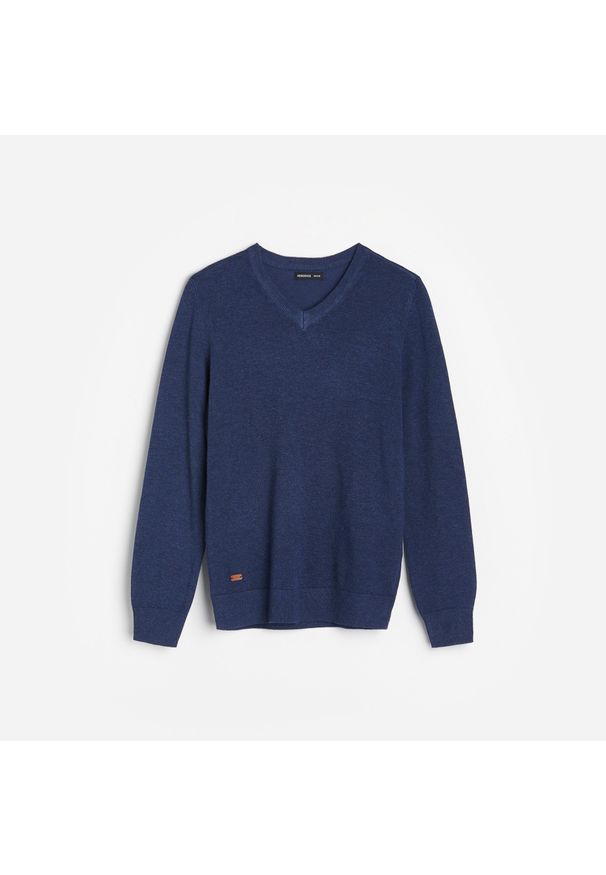 Reserved - Klasyczny sweter - Granatowy. Kolor: niebieski. Styl: klasyczny