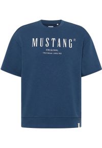 Mustang - MUSTANG BEN CREWNECK SSLEEVE MĘSKA BLUZA Z KRÓTKIM RĘKAWEM INSIGNIA BLUE 1013870 5230. Długość rękawa: krótki rękaw. Długość: krótkie #5