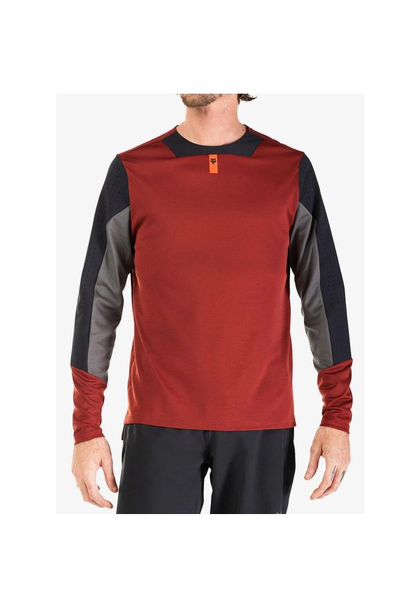 FOX - Bluza rowerowa męska Fox Defend LS Jersey. Kolor: czerwony. Materiał: jersey