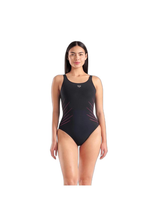 Damski kostium kąpielowy 1-częściowy Arena Isa Squared Back C Cup. Kolor: czarny
