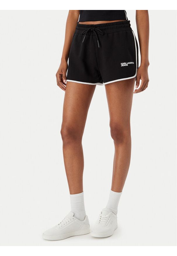 Karl Lagerfeld Jeans Szorty sportowe B2W10125 Czarny Regular Fit. Kolor: czarny. Materiał: bawełna