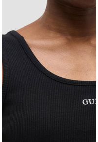 Guess - GUESS Czarny damski tank top Circe, Rozmiar S. Okazja: na co dzień. Kolor: czarny. Materiał: materiał, prążkowany. Styl: elegancki, casual #4