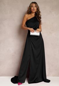 Renee - Czarna Elegancka Sukienka na Jedno Ramię o Asymetrycznym Fasonie Leylane. Kolor: czarny. Typ sukienki: asymetryczne. Styl: elegancki. Długość: maxi #4