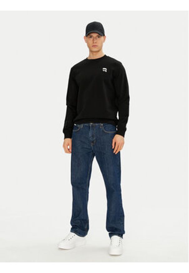 Karl Lagerfeld - KARL LAGERFELD Bluza 705710 500900 Czarny Regular Fit. Typ kołnierza: dekolt w karo. Kolor: czarny. Materiał: bawełna
