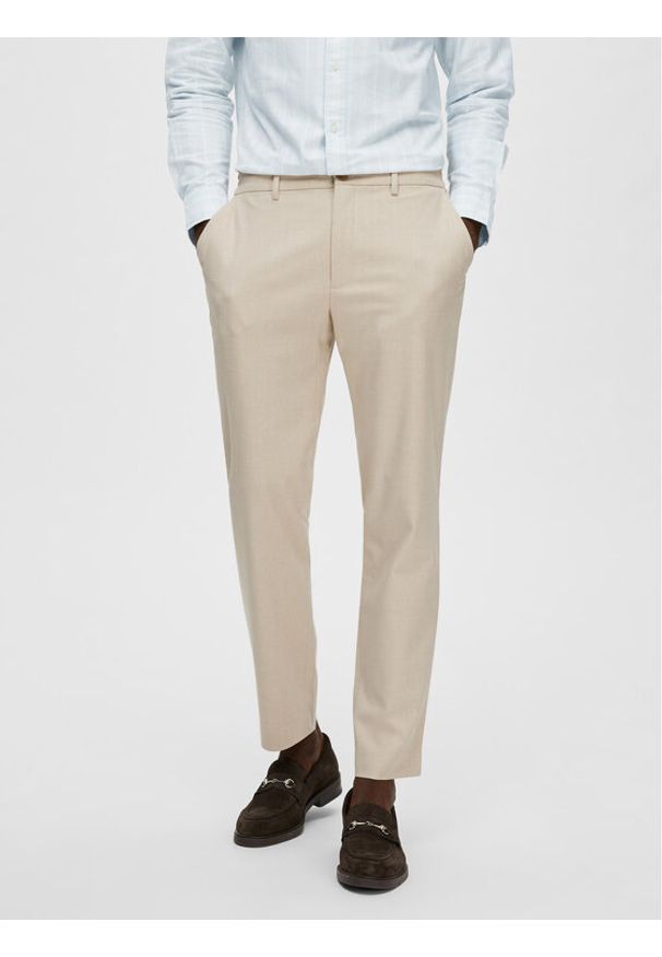 Selected Homme Spodnie materiałowe 16085270 Biały Slim Fit. Kolor: biały. Materiał: materiał