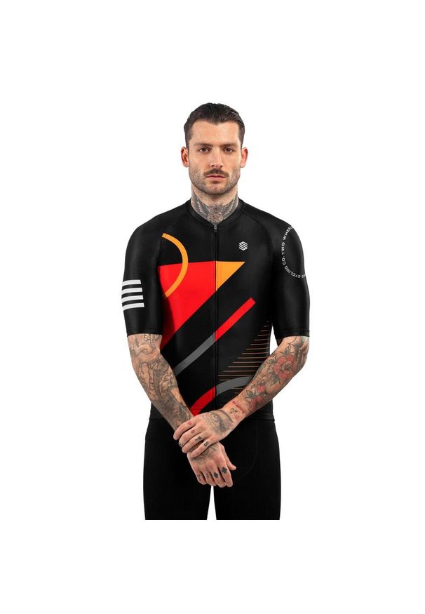 SIROKO - Męska koszulka rowerowa z krótkim rękawem Kolarstwo Siroko M2 Colorado. Kolor: czerwony, wielokolorowy, czarny. Materiał: jersey. Długość rękawa: krótki rękaw. Długość: krótkie. Sport: kolarstwo