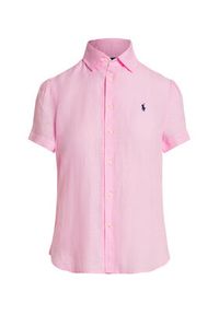 Polo Ralph Lauren Koszula 211973366501 Różowy jasny Regular Fit. Typ kołnierza: polo. Kolor: różowy. Materiał: len #4