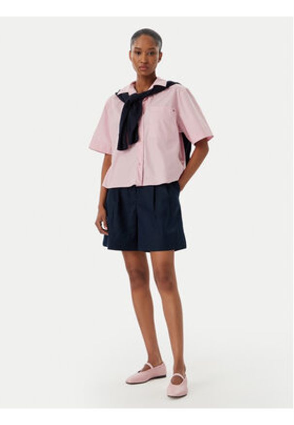 TOMMY HILFIGER - Tommy Hilfiger Koszula WW0WW48899 Różowy jasny Relaxed Fit. Kolor: różowy. Materiał: bawełna