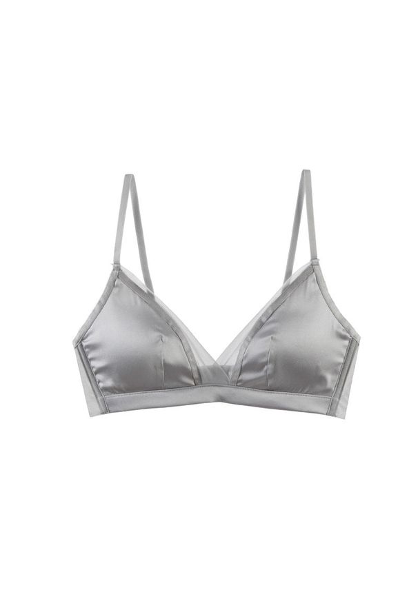 Intica - Biustonosz ultralekki z miękkiej tkaniny na co dzień Karleen. Kolor: szary. Materiał: tkanina. Wzór: gładki