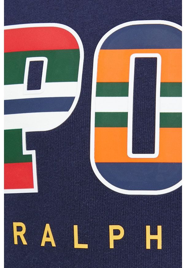 Polo Ralph Lauren bluza męska kolor granatowy z kapturem z nadrukiem. Okazja: na co dzień. Typ kołnierza: polo, kaptur. Kolor: niebieski. Wzór: nadruk. Styl: casual