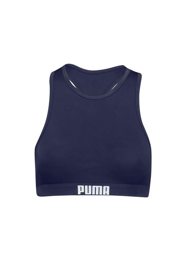 Góra od bikini Puma, racerback, granatowa. Kolor: niebieski. Materiał: poliester
