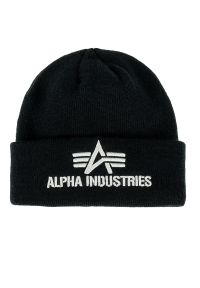 Czapka Alpha Industries 3D Beanie 16891003 - czarna. Kolor: czarny. Materiał: akryl, materiał. Sezon: zima. Styl: klasyczny