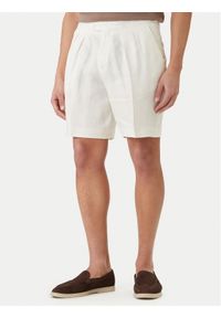 BOSS Szorty materiałowe H-Perin 50561858 Biały Tapered Fit. Kolor: biały. Materiał: len #1