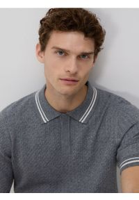 Reserved - Sweter polo z bawełną - ciemnoszary. Typ kołnierza: polo. Kolor: szary. Materiał: bawełna