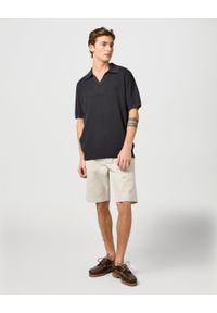 Wrangler - WRANGLER MĘSKA SWETER WRANGLER SS POLO SWEATER FADED BLACK 112364286. Typ kołnierza: polo #5