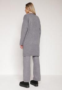 Born2be - Szary Komplet z Dzianiny z Wełną Spodnie Kardigan i Kamizelka na Guziki Meviseffa. Kolor: szary. Materiał: wełna, dzianina #3