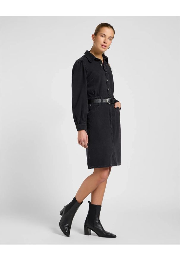 Lee - DAMSKA SUKIENKA LEE LONG SLEEVE DRESS DARK MEMORY 112370995. Długość rękawa: długi rękaw