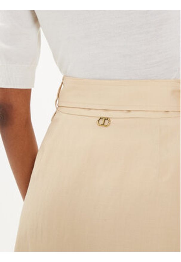 TwinSet - TWINSET Spódnica midi 241TP2523 Beżowy Flared Fit. Kolor: beżowy. Materiał: lyocell