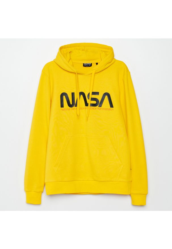 Cropp - Bluza z kapturem NASA - Żółty. Typ kołnierza: kaptur. Kolor: żółty