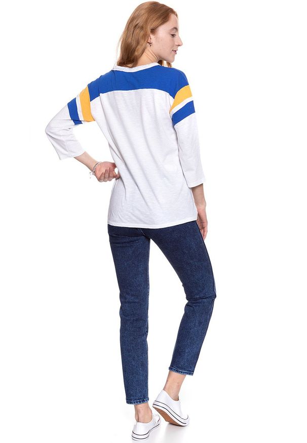 Wrangler - WRANGLER T SHIRT DAMSKI B&Y LS LOOSE TEE WHITE W723LEA12 112130926. Wzór: nadruk