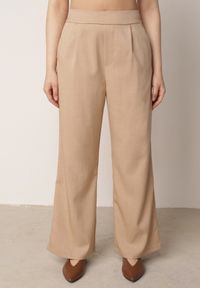 Born2be - Beżowy Komplet Garniturowy z Bawełną Kamizelka i Szerokie Spodnie Sererissa. Kolor: beżowy. Materiał: bawełna #4