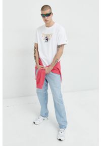 Tommy Jeans bluza bawełniana męska kolor różowy z aplikacją. Kolor: różowy. Materiał: bawełna. Wzór: aplikacja #2