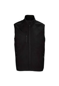 SOL'S - Ocieplacz Męski Falcon Softshell Zapinany Na Zamek Błyskawiczny. Kolor: czarny. Materiał: softshell