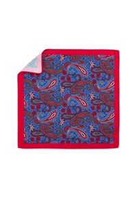Adam Collection - Czerwono-niebieska poszetka w paisley E308. Kolor: wielokolorowy, czerwony, niebieski. Wzór: paisley #1