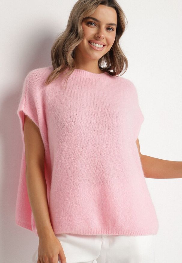 Born2be - Różowy Sweter z Bawełną o Kroju Nietoperza Nilanissea. Okazja: na co dzień, na spotkanie biznesowe, do pracy. Kolor: różowy. Materiał: bawełna. Styl: biznesowy, elegancki, casual