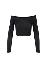 Cekinowy sweter damski z długim rękawem i odkrytymi ramionami Urban Classics. Kolor: czarny. Materiał: materiał, polar. Długość rękawa: długi rękaw. Długość: długie. Sezon: zima #1