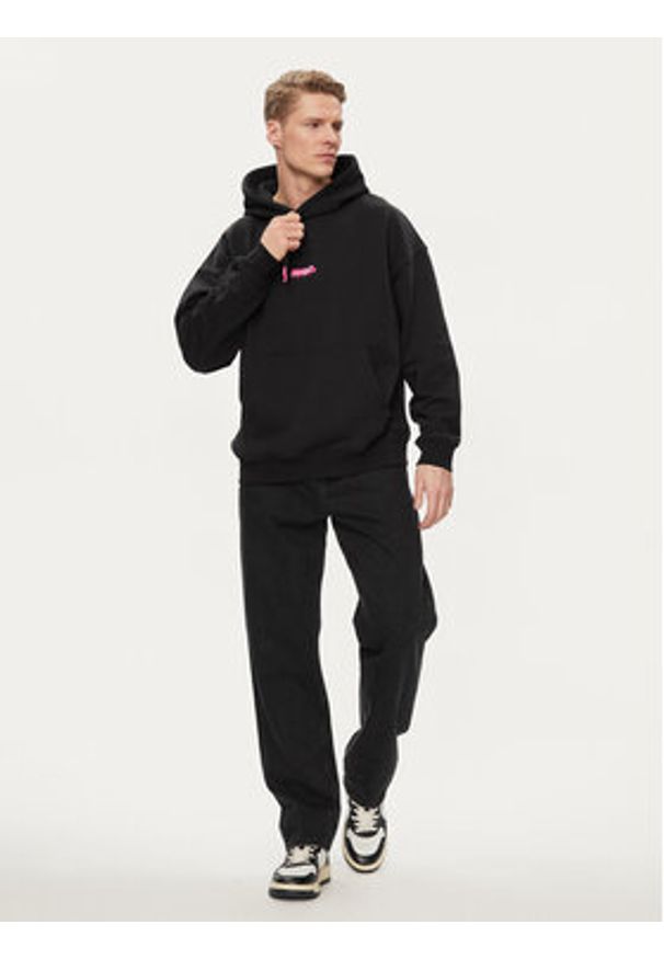 Hugo Bluza Dreezes 50509979 Czarny Oversize. Kolor: czarny. Materiał: bawełna