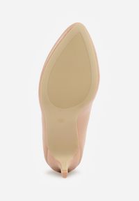 Born2be - Beżowe Czółenka na Szpilce Dimea. Okazja: na co dzień. Kolor: beżowy. Materiał: jeans. Wzór: aplikacja. Obcas: na szpilce. Styl: casual, elegancki #5