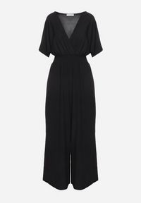 Born2be - Czarny Kopertowy Kombinezon z Gumką w Talii i Szerokimi Nogawkami Vimashea. Okazja: na co dzień. Kolor: czarny. Styl: elegancki, casual #7