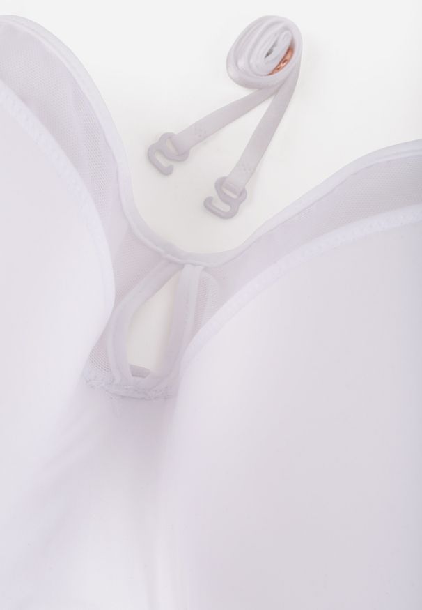 Renee - Biały Biustonosz z Siateczkową Wstawką i Ozdobnymi Paskami przy Dekolcie Sabesa. Kolor: biały