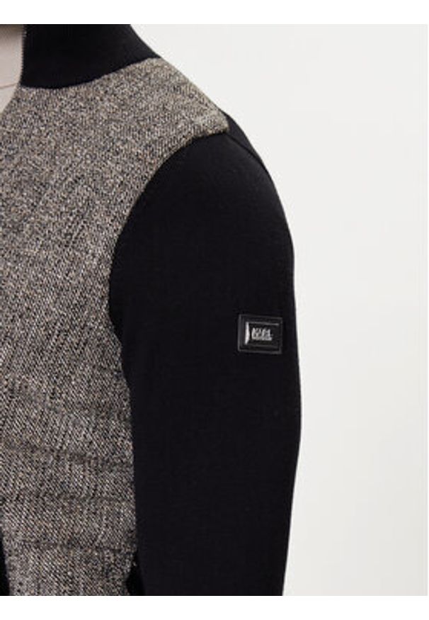 Karl Lagerfeld - KARL LAGERFELD Kardigan 655027 554305 Czarny Regular Fit. Typ kołnierza: dekolt w karo. Kolor: czarny. Materiał: syntetyk