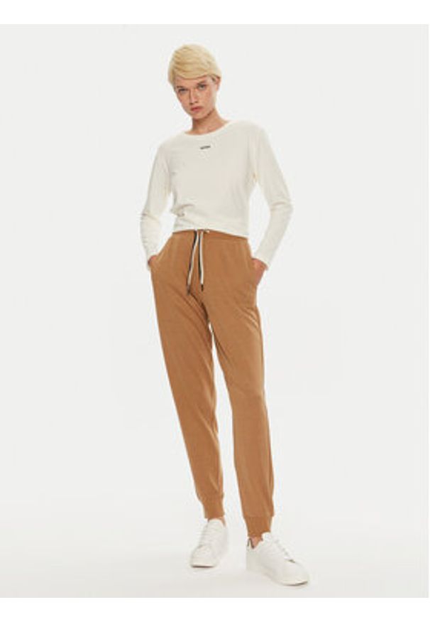 BOSS - Boss Bluzka 50510326 Beżowy Regular Fit. Kolor: beżowy. Materiał: bawełna