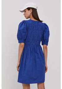 Pieces - Sukienka. Kolor: niebieski. Materiał: tkanina. Długość rękawa: krótki rękaw. Wzór: gładki. Typ sukienki: rozkloszowane #3