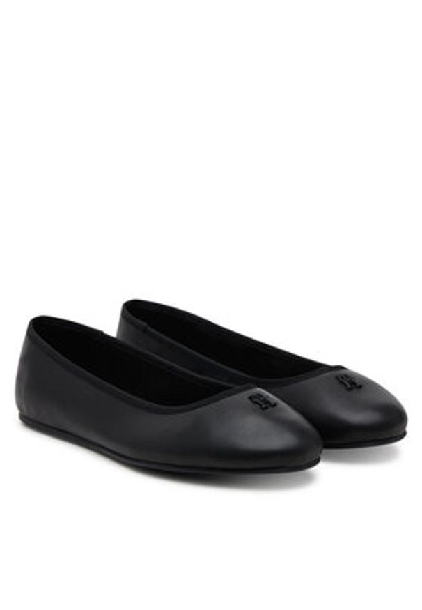 TOMMY HILFIGER - Tommy Hilfiger Baleriny Th Hardware Leather Ballerina FW0FW08654 Czarny. Kolor: czarny. Materiał: skóra