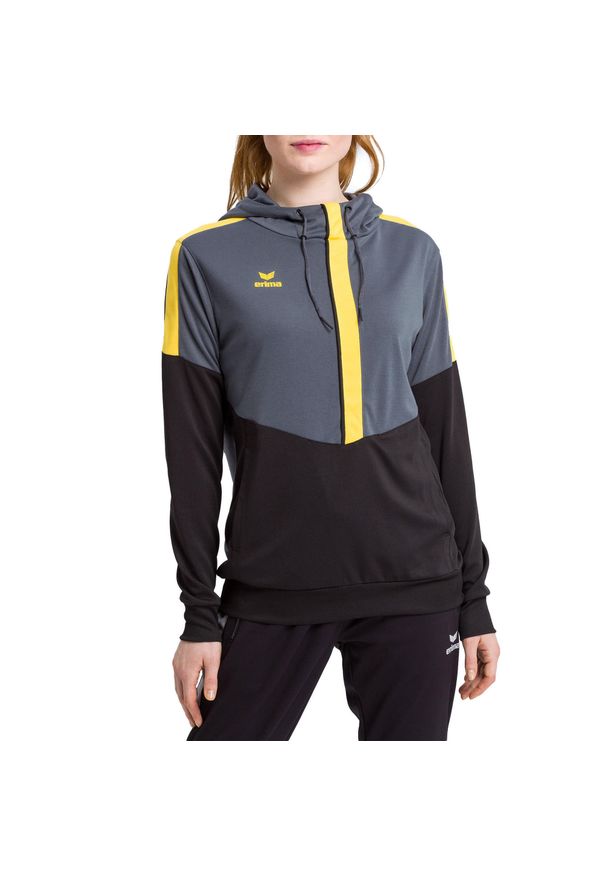 ERIMA - Damska bluza z kapturem Erima Squad. Typ kołnierza: kaptur. Kolor: szary, wielokolorowy, czarny. Sport: piłka ręczna