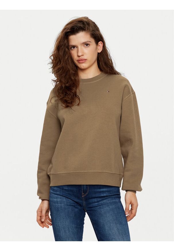 TOMMY HILFIGER - Tommy Hilfiger Bluza WW0WW41246 Brązowy Relaxed Fit. Kolor: brązowy. Materiał: bawełna