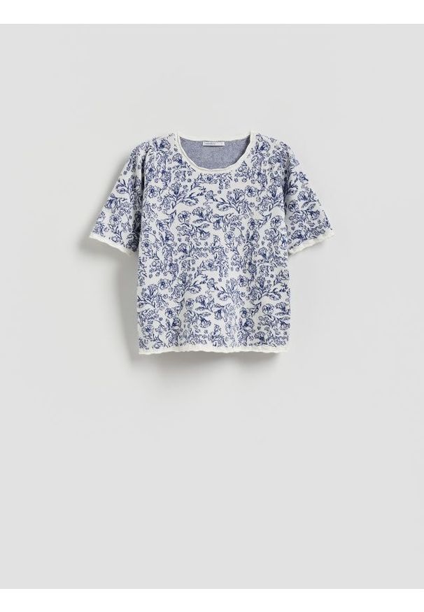 Reserved - Sweter z krótkim rękawem - wielobarwny. Materiał: dzianina, wiskoza. Długość rękawa: krótki rękaw. Długość: krótkie